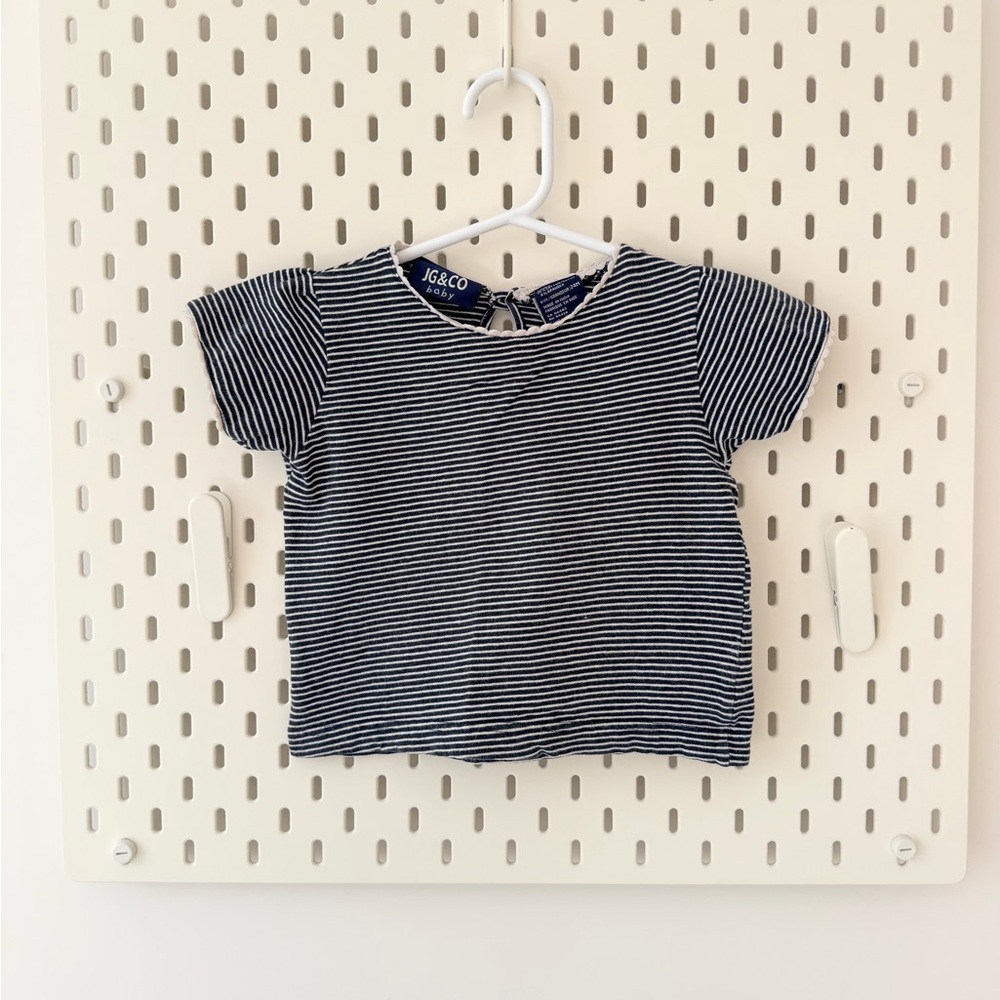 Vintage 24M tee , white stripes and navy with lace detail.